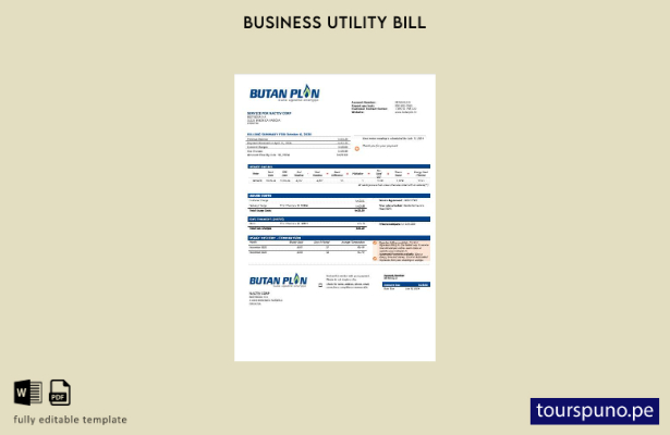 listo para imprimir plantilla de factura de servicios públicos de gas Butan Plin